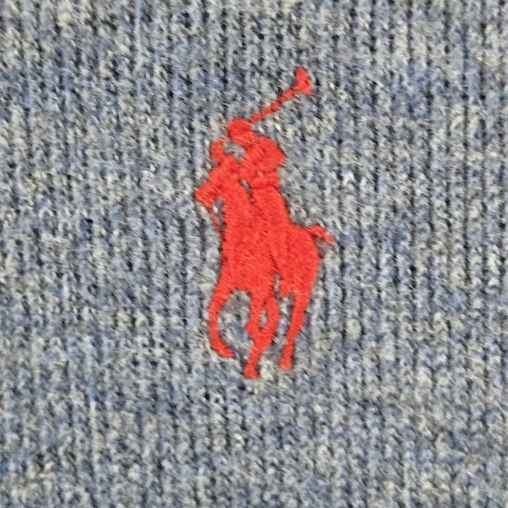 Polo Ralph Lauren Men Sweatshirt L Blue Player Embroidery Zipper Long‎ Sleeve